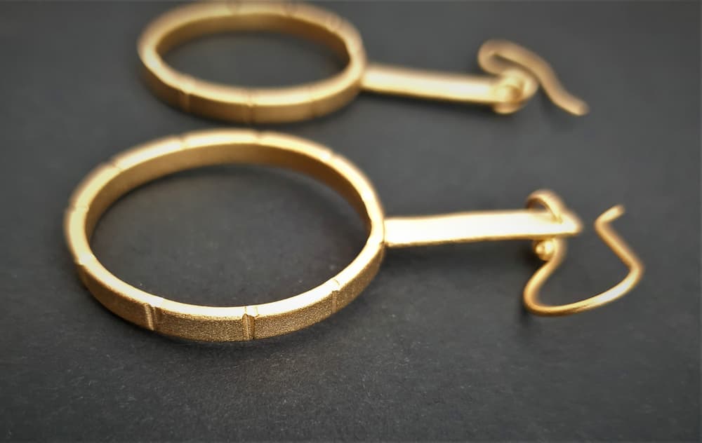 Pendulum gold plated copper earring-2