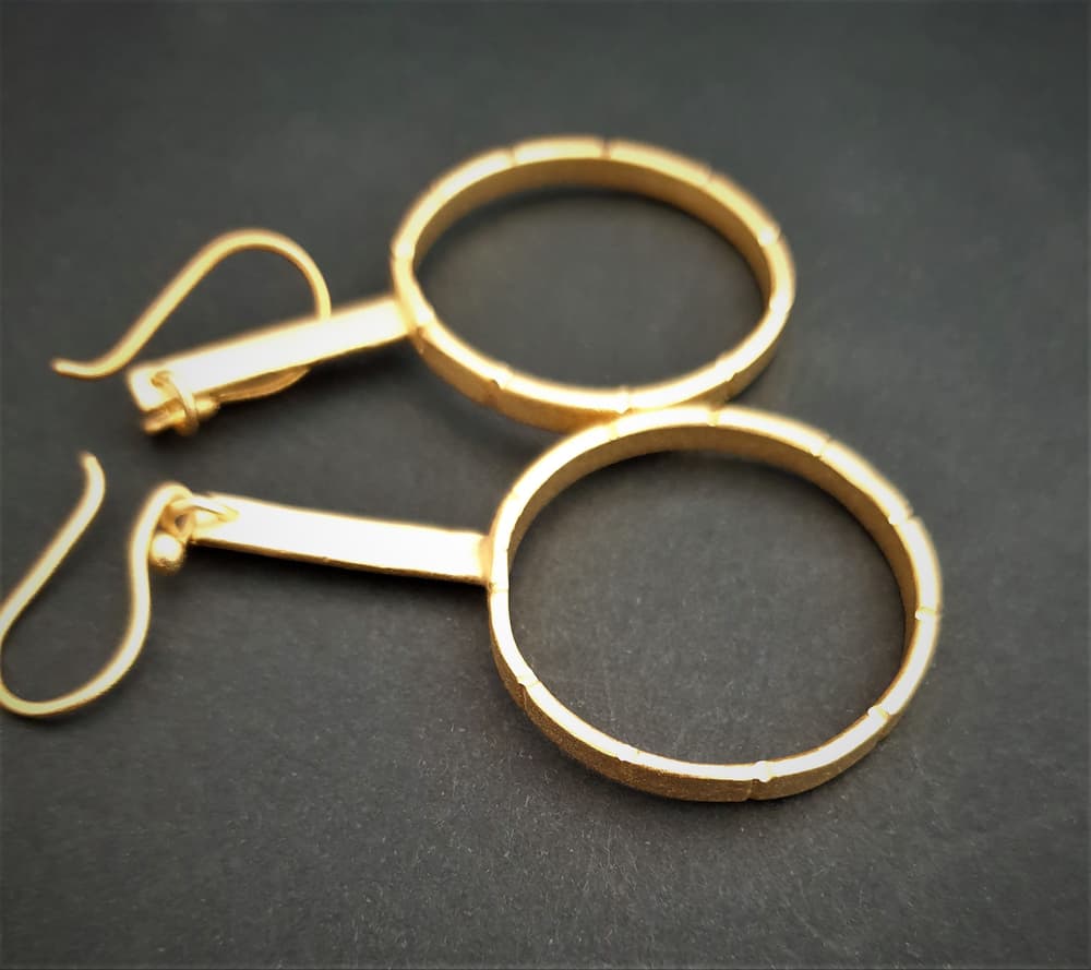 Pendulum gold plated copper earring-3