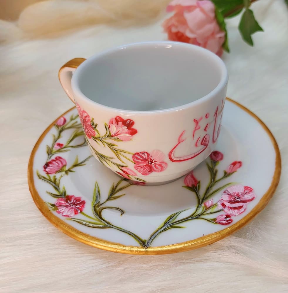 Hand painted cup of tea