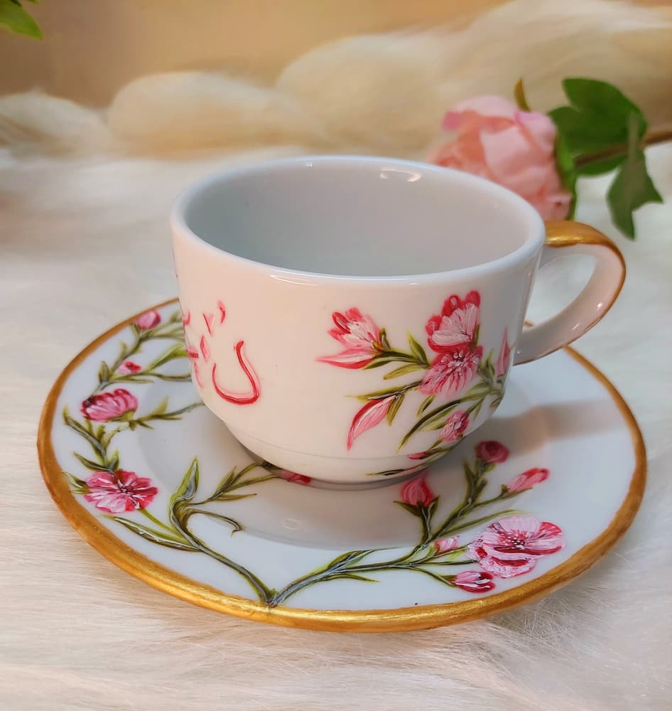 Hand painted cup of tea