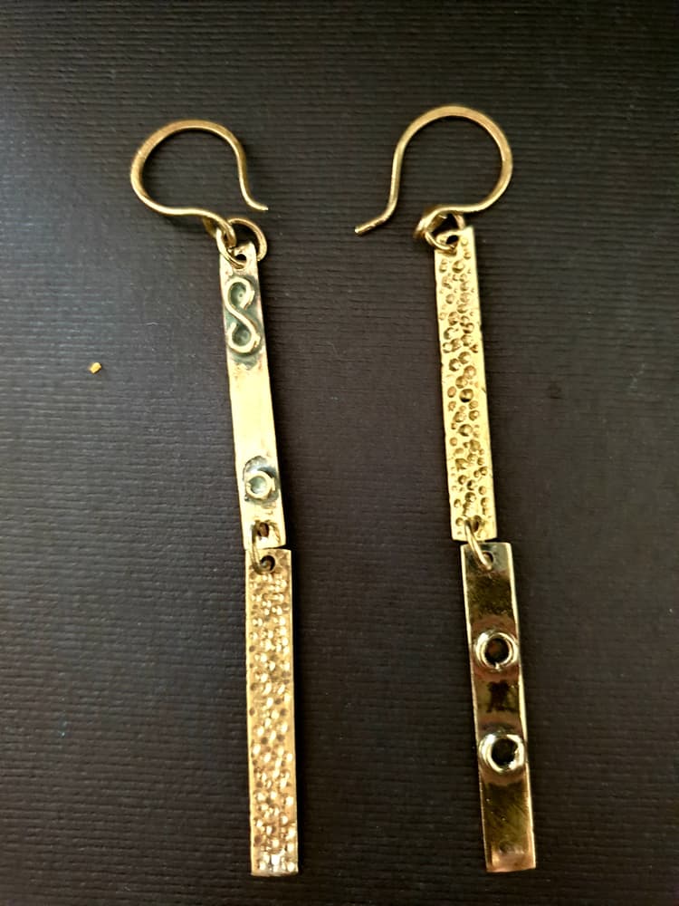 Two bars copper earring -2