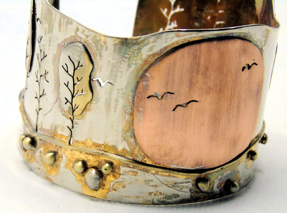 Forest brass cuff-front side