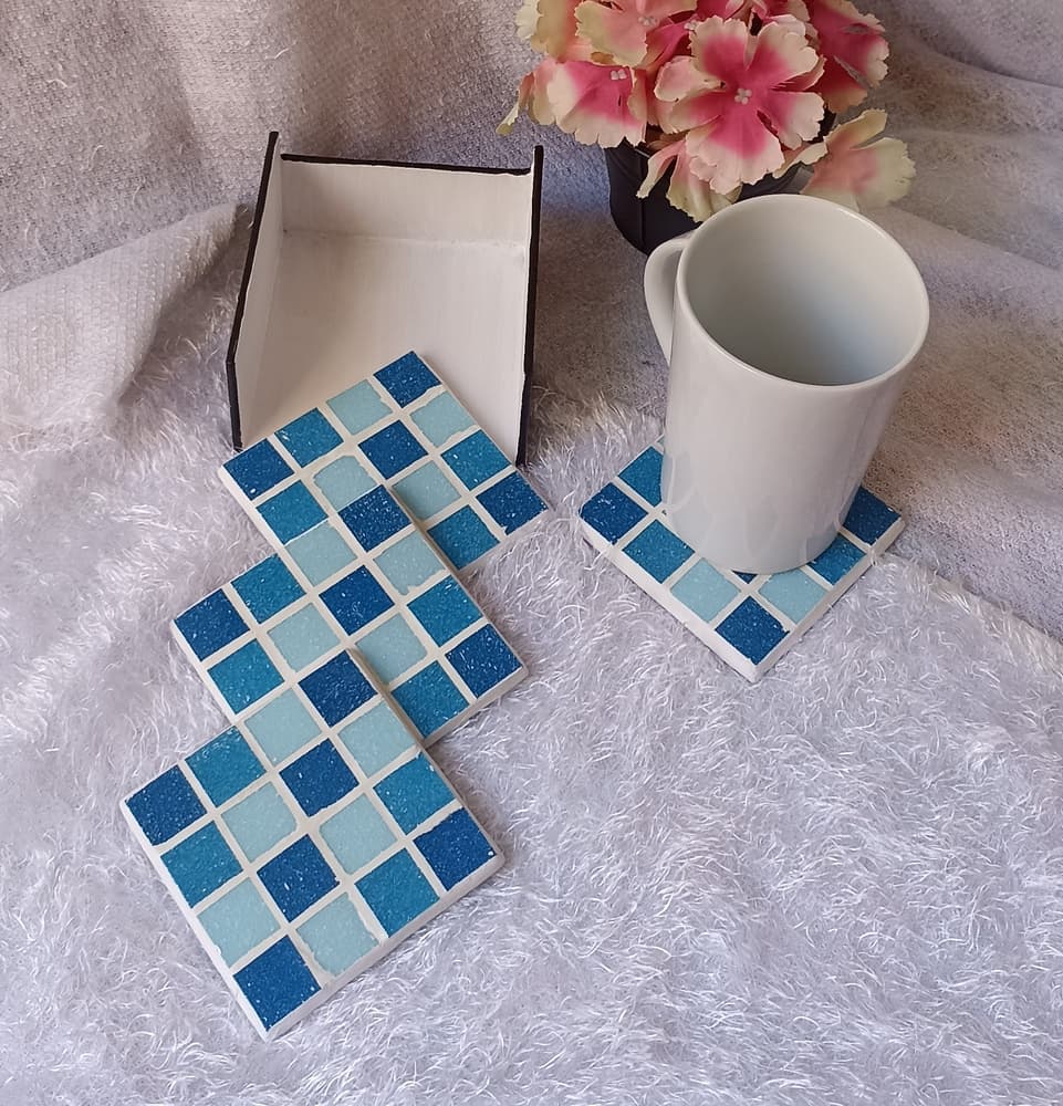 mosaic coaster blue tiles