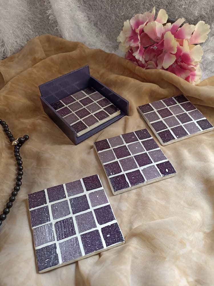mosaic coaster purple tiles