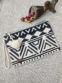 Clutch bag White and navy blue