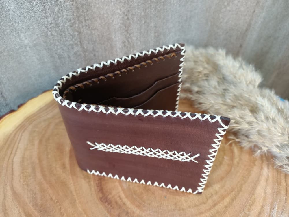 brown wallet biege thread 