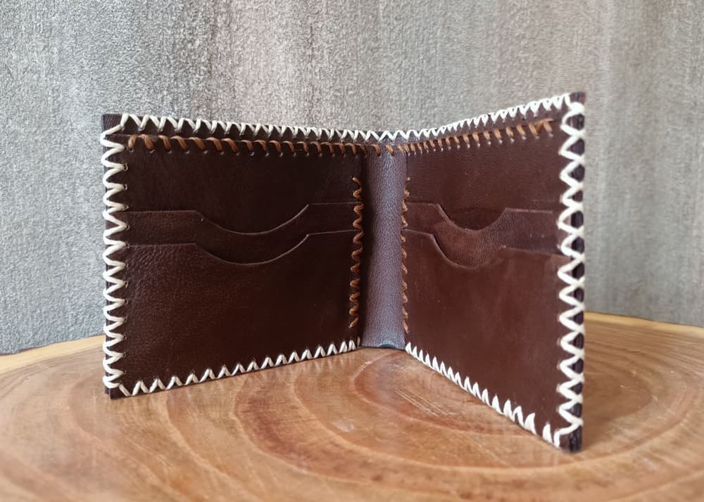 brown wallet biege thread 