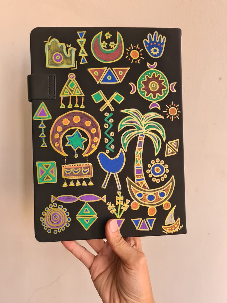 Handpainted leather notebook 