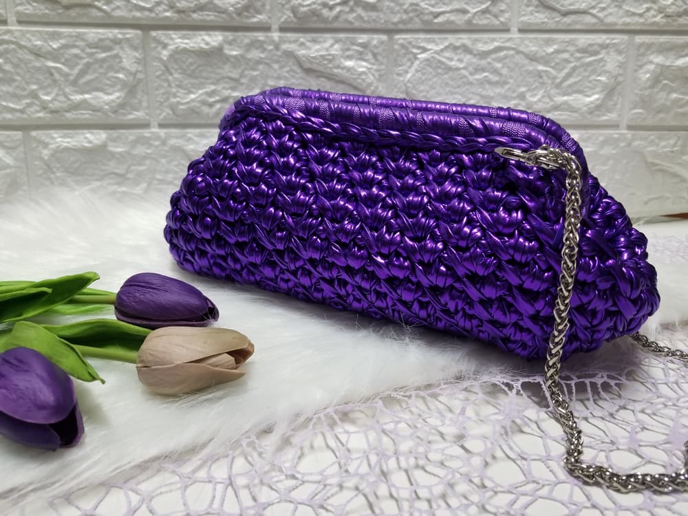 Purple Metalic Clutch Bag