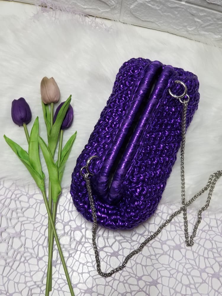 Purple Metalic Clutch Bag
