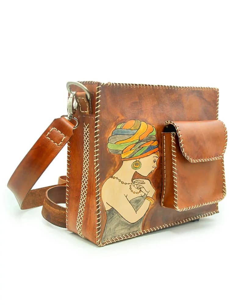african brown bag with front pocket