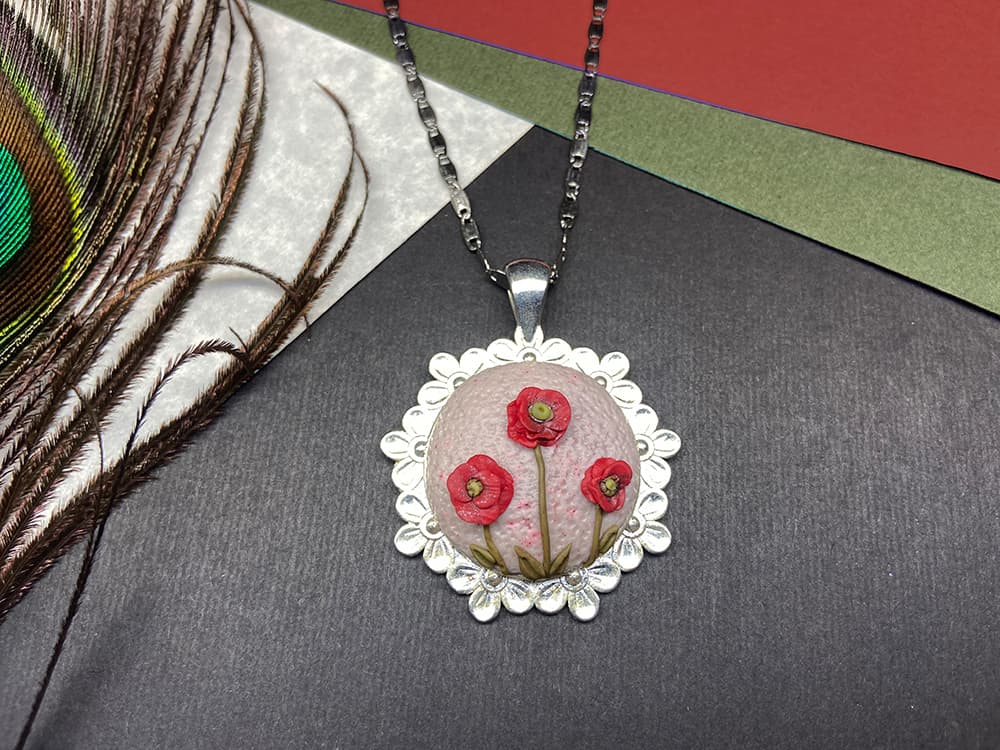 Necklace - red flowers