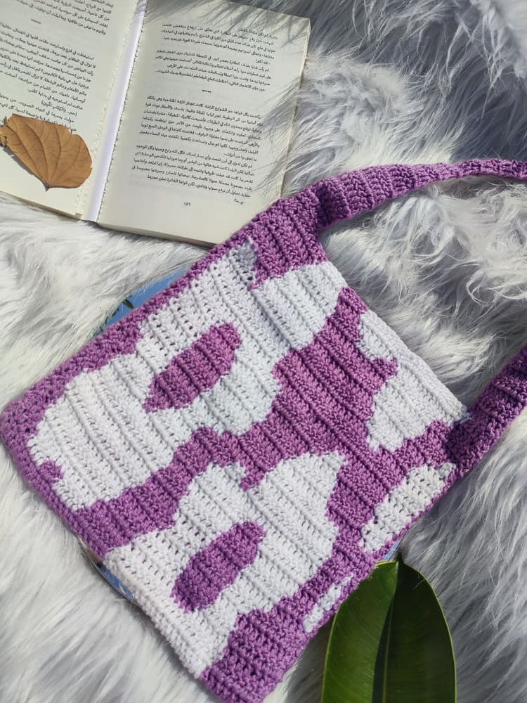 crochet purple flower bag