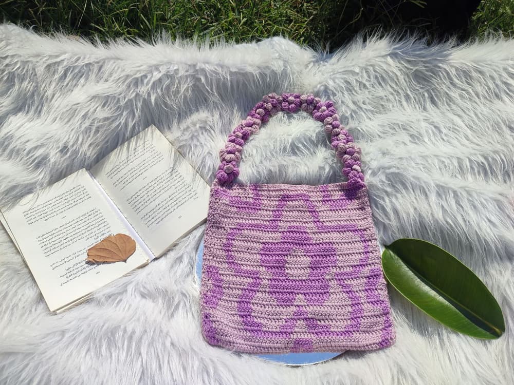 crochet purple bag 