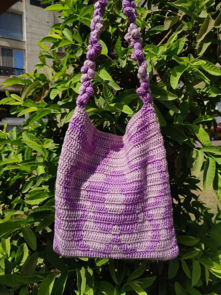 crochet purple bag 