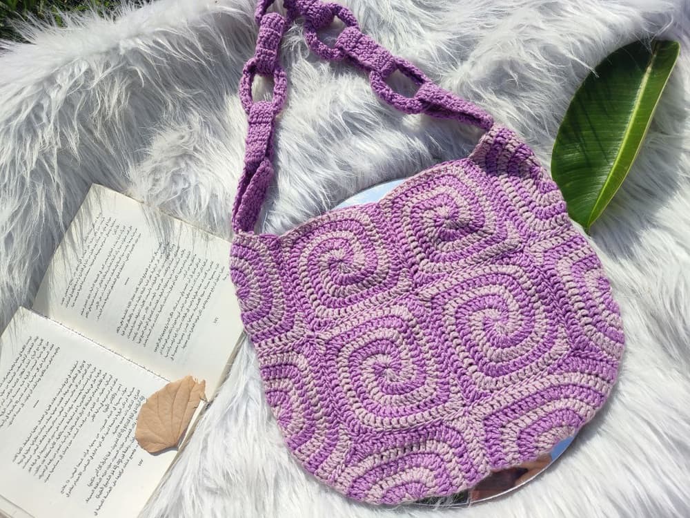 crochet purple square bag 