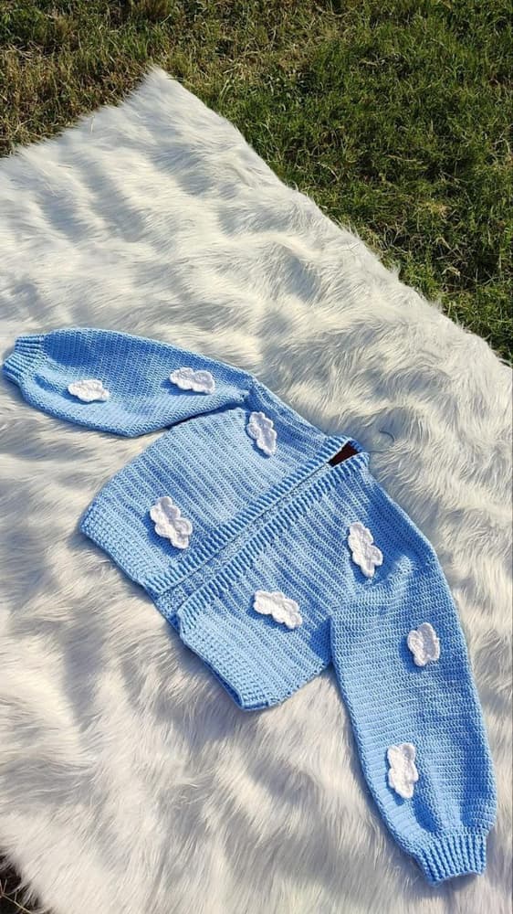 crochet cloud blue jacket 