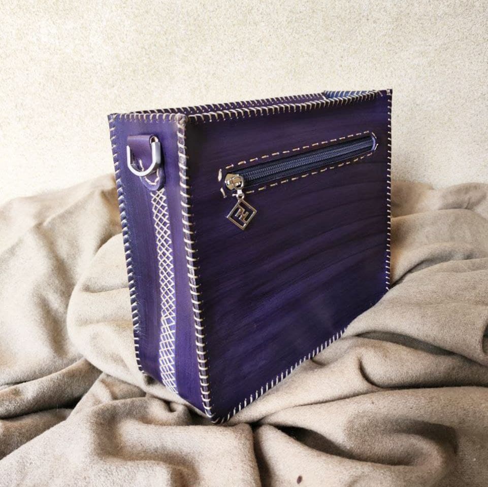 mandala blue purple bag with front pocket donza