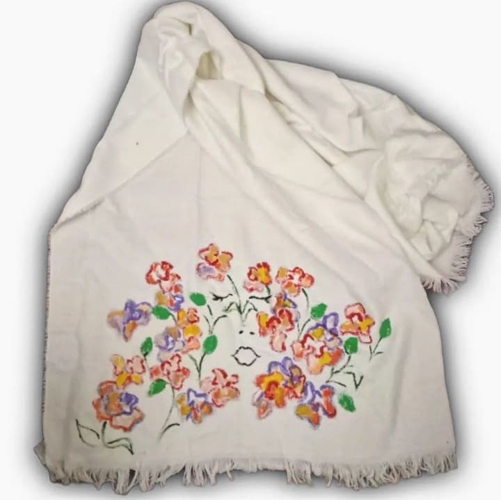 White handpainted shawl 