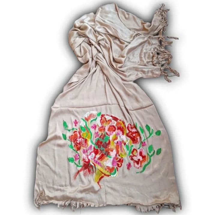 Handpainted cotton shawl 