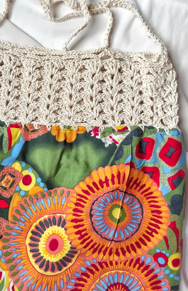 Handmade bag fabric and crochet 