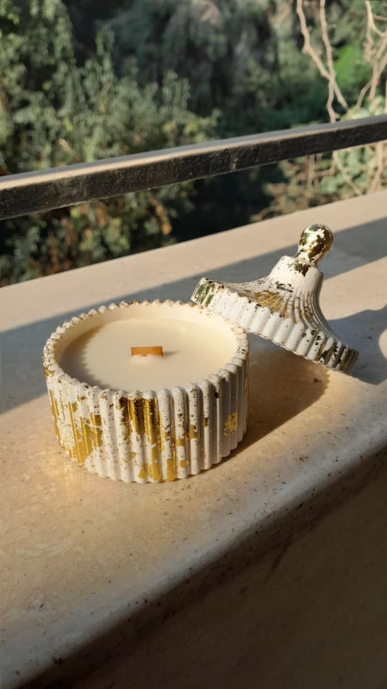 concrete pot candle