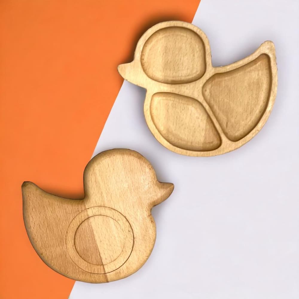 wooden Children plate (Duckling shape )