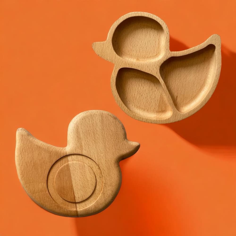 wooden Children plate (Duckling shape )