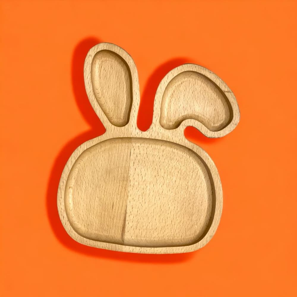 wooden Children plate ( Bunny shape )
