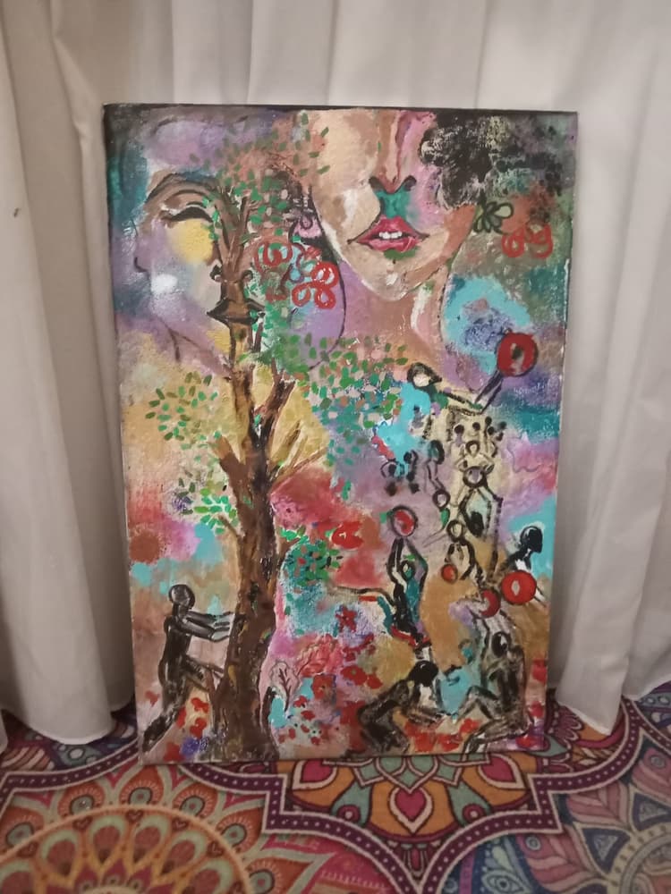 Acrylic painting on canvas girl 60cm * 40cm 