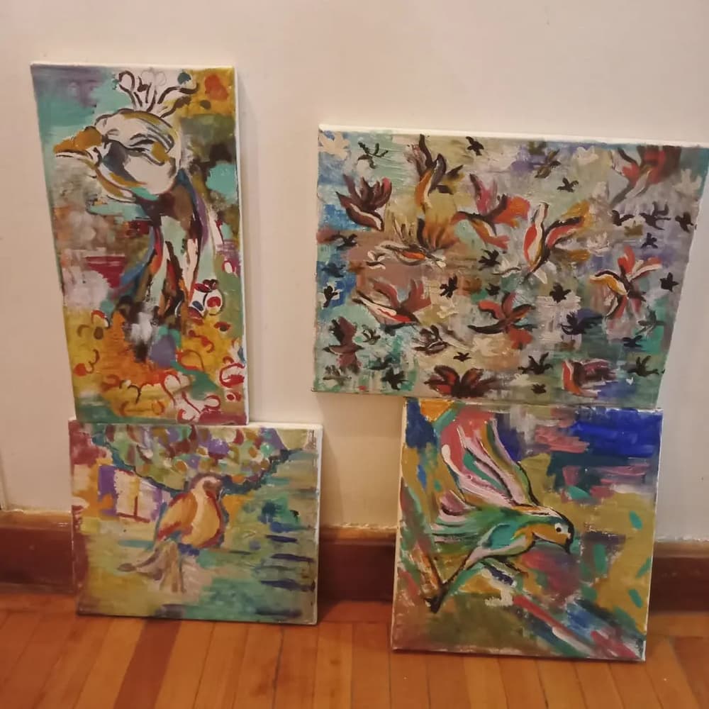 Acrylic painting on canvas birds 60cm * 60cm 