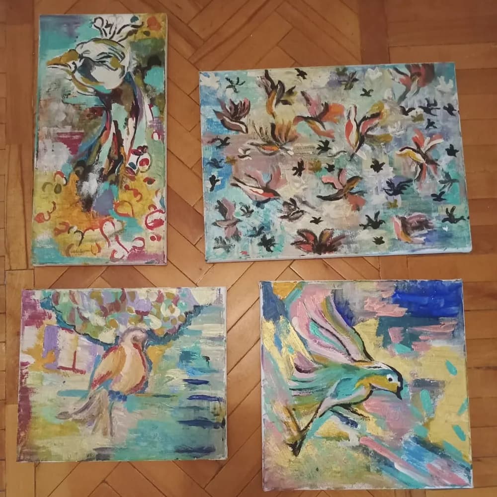 Acrylic painting on canvas birds 60cm * 60cm 