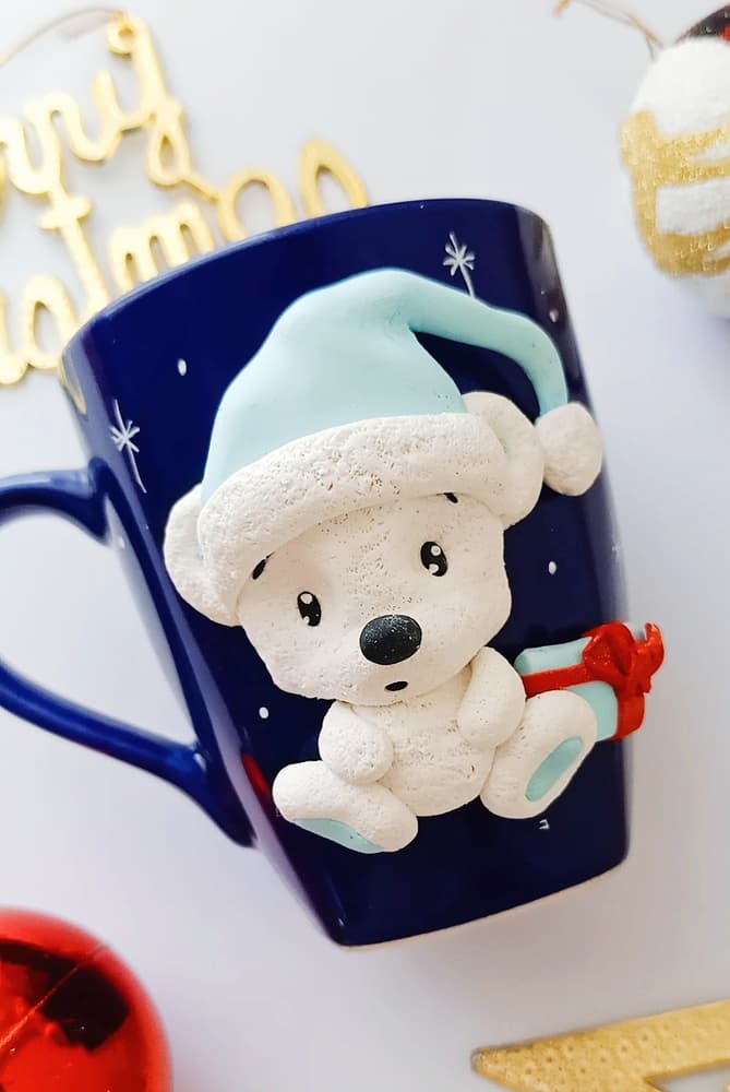  Christmas Bear on blue mug