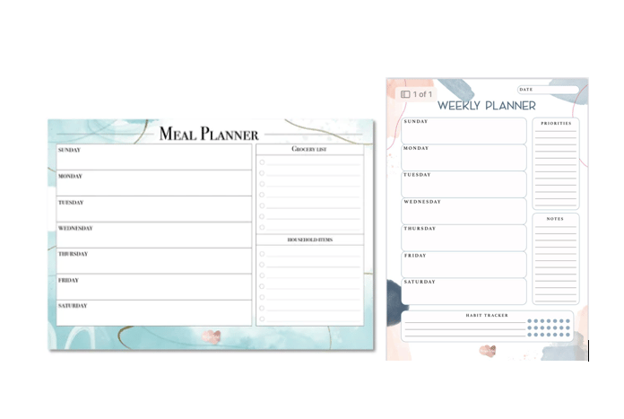 Gift bundle#1 ( the magnetic meal planner and Magnetic Weekly Planner)