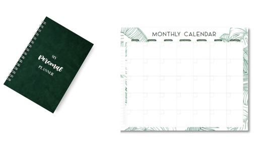 Gift bundle #7 ( the green monthly Planner and Black daily tracker)