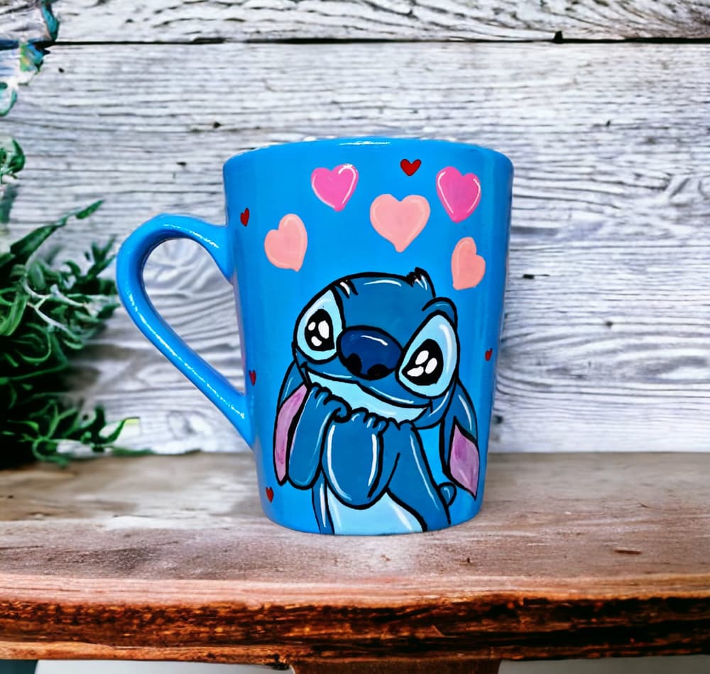 Stitch with hearts mug