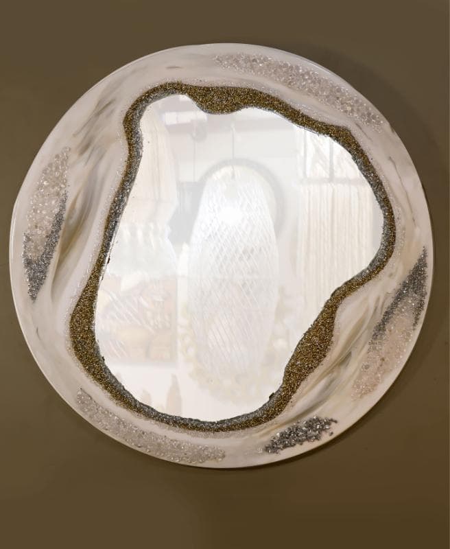 Epoxy mirrors decorated with stones and crystals