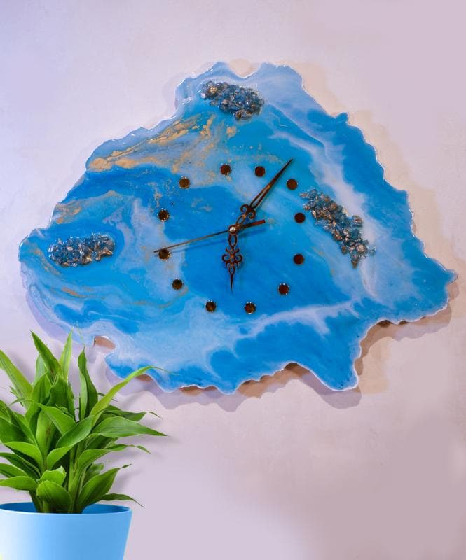 Blue epoxy wall clock