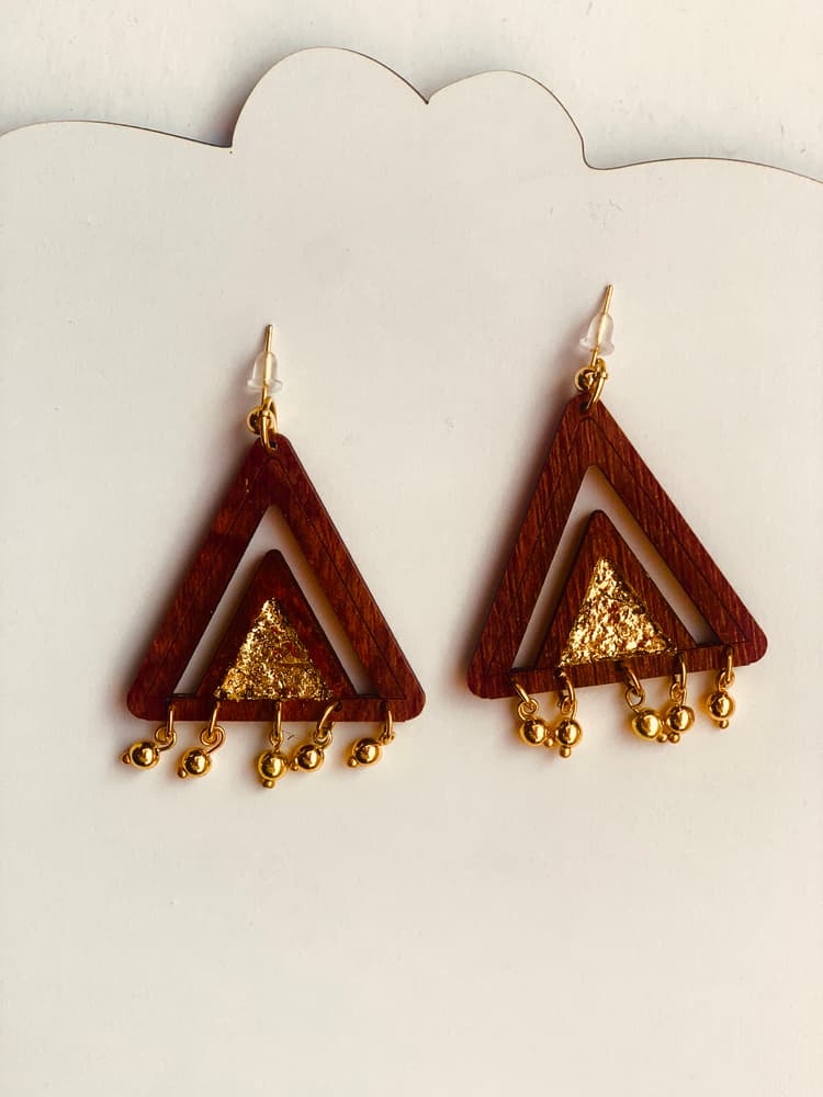 Wooden gold triangle  