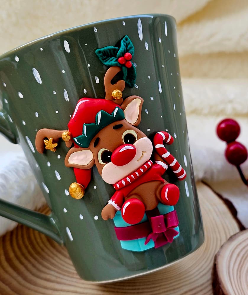 Santa reindeer mug