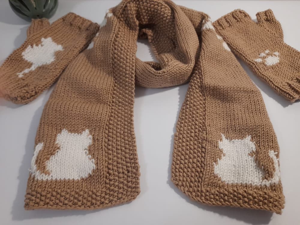 cat lovers set(scarf&gloves)
