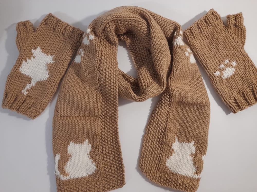 cat lovers set(scarf&gloves)