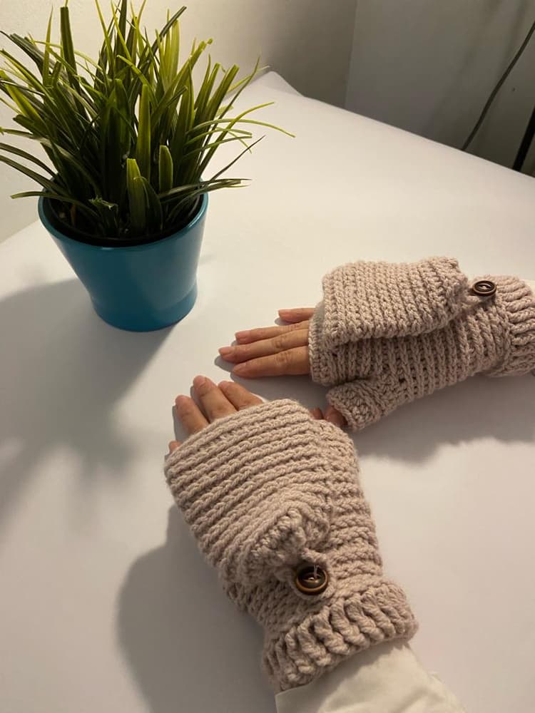 crochet gloves with mittens flap