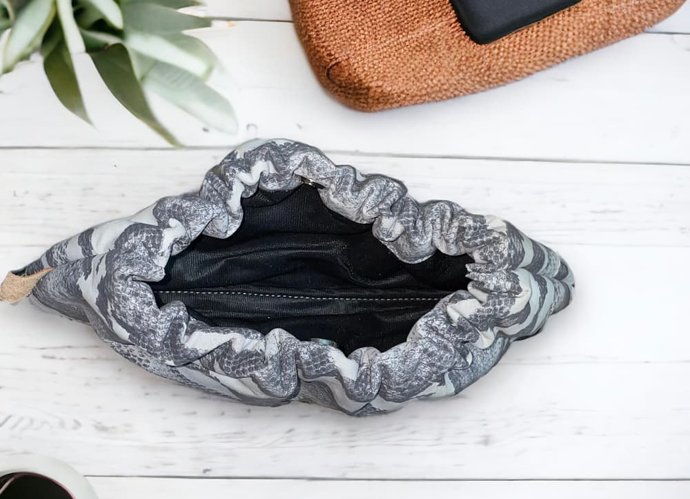 Genuine leather snake pouch clutch