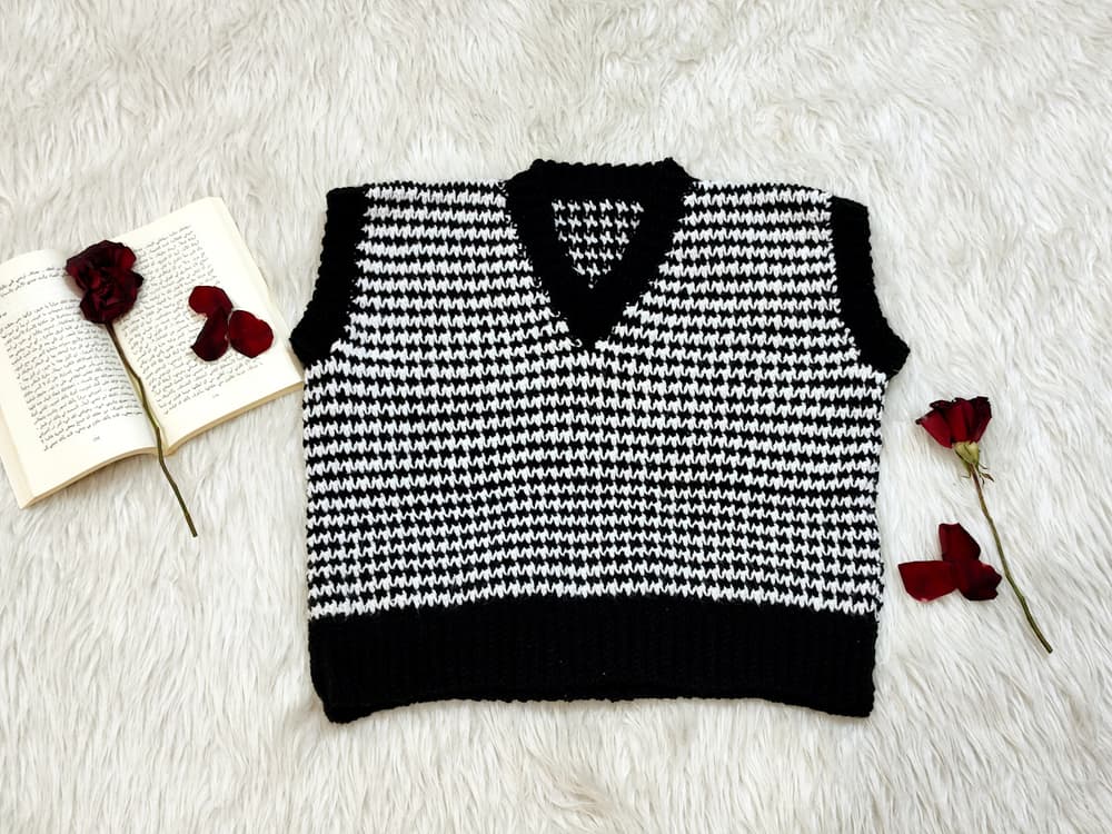Crochet white & black vest