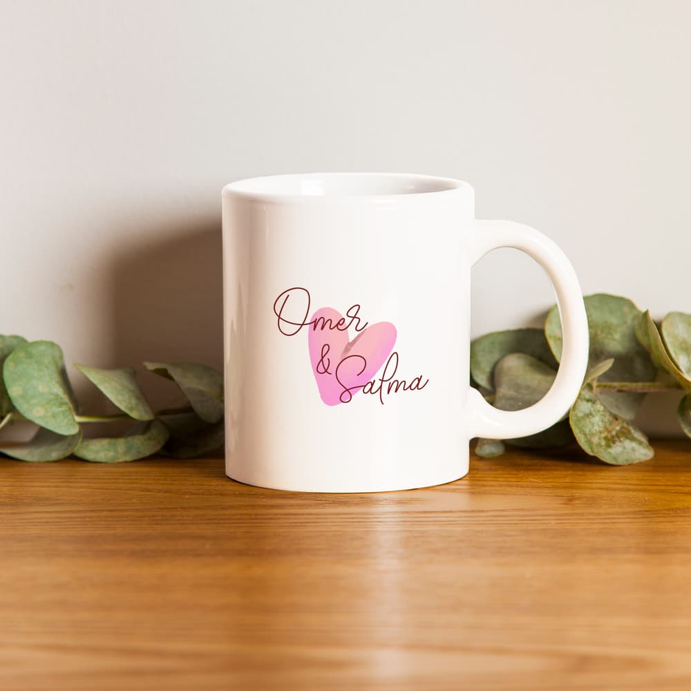 Valentine's day mug with custom names