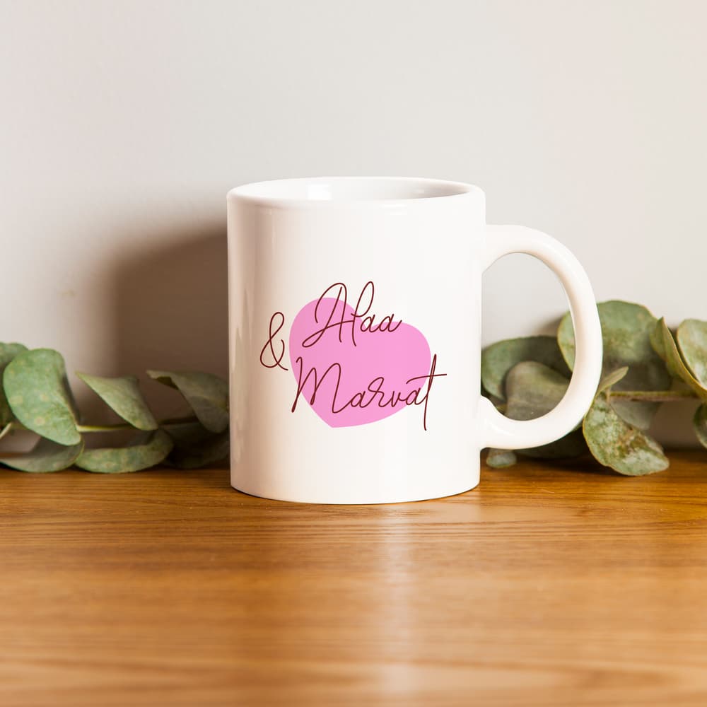 Valentine's day mug with custom names