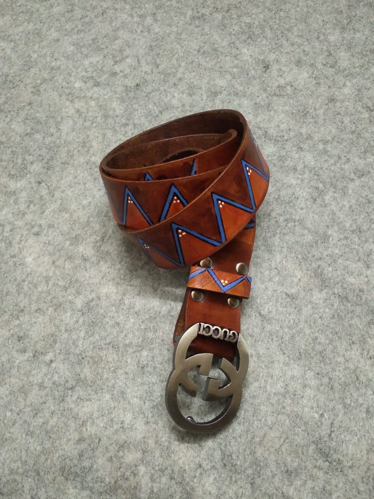 Hand-painted genuine leather belt
