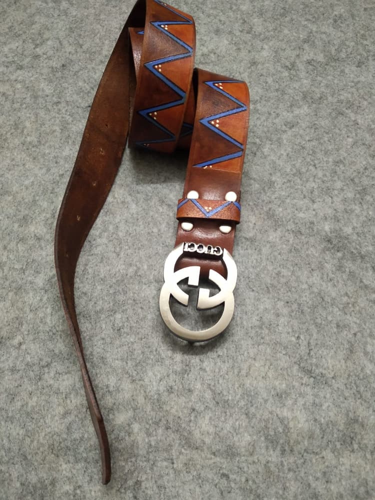 Hand-painted genuine leather belt