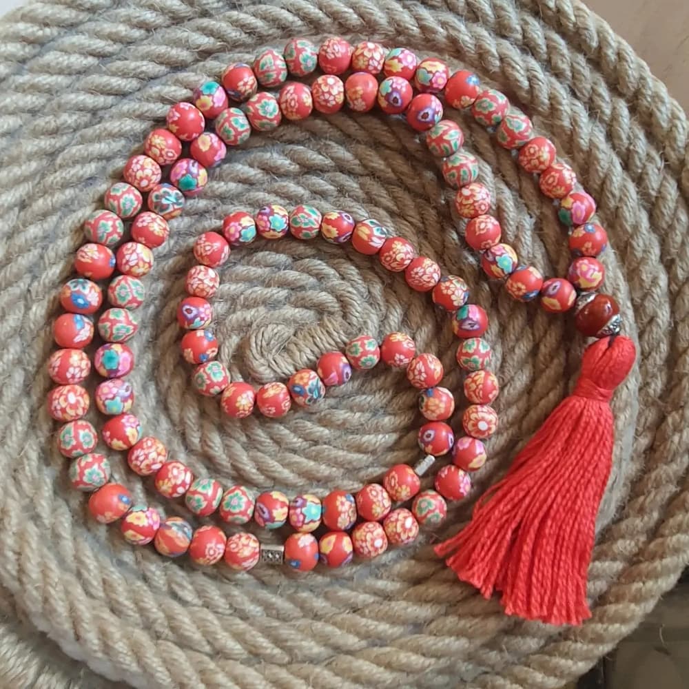 indian clay rosary 99 beads 10 ml - red